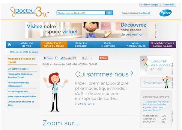 Pfizer lance un espace web interactif dédié à la médecine et santé au travail